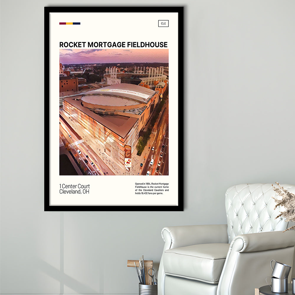 Rocket Mortgage FieldHouse Print, Cleveland Cavaliers Stadium Art, Gifts for him, Sport Art, Framed Art Print Wall Decor