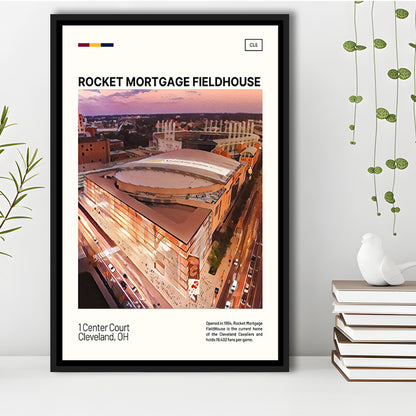 Rocket Mortgage FieldHouse Print, Cleveland Cavaliers Stadium Art, Man Cave Gift, Floating Framed Canvas Print Wall Art