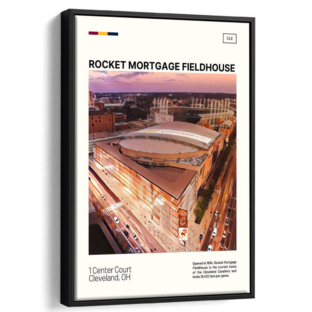 Rocket Mortgage FieldHouse Print, Cleveland Cavaliers Stadium Art, Man Cave Gift, Floating Framed Canvas Print Wall Art