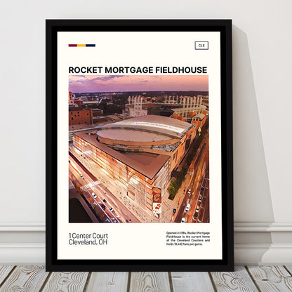 Rocket Mortgage FieldHouse Print, Cleveland Cavaliers Stadium Art, Man Cave Gift, Floating Framed Canvas Print Wall Art