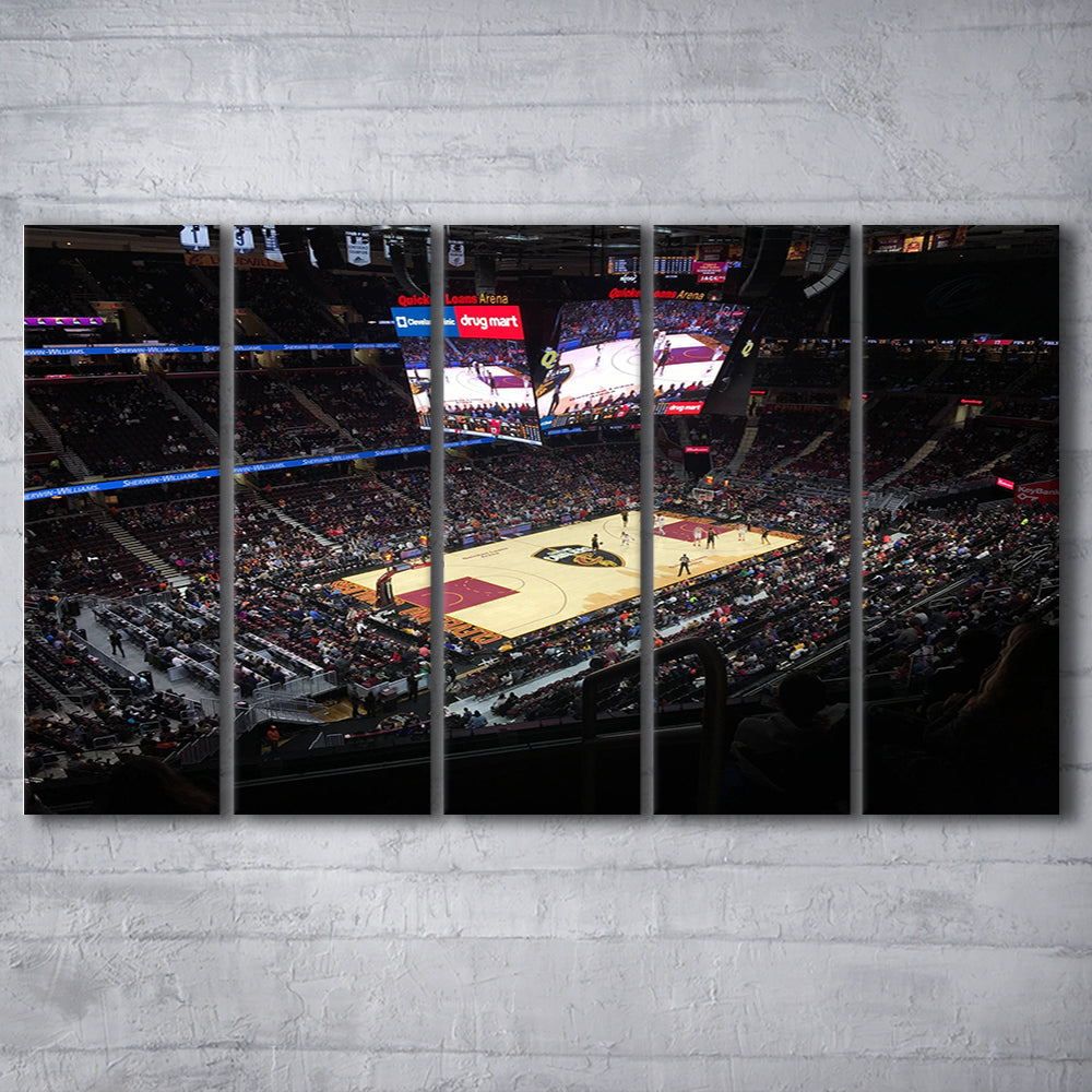 Rocket Mortgage Fieldhouse, Stadium Canvas, Sport Art, 5 Panel B, Extra Large Canvas, Canvas Print Wall Art