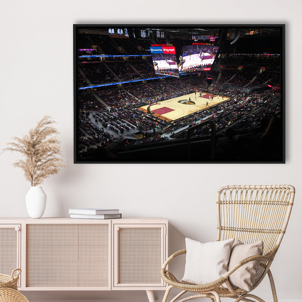 Rocket Mortgage Fieldhouse, Stadium Canvas, Sport Art, Framed Canvas Print Wall Art, Floating Frame