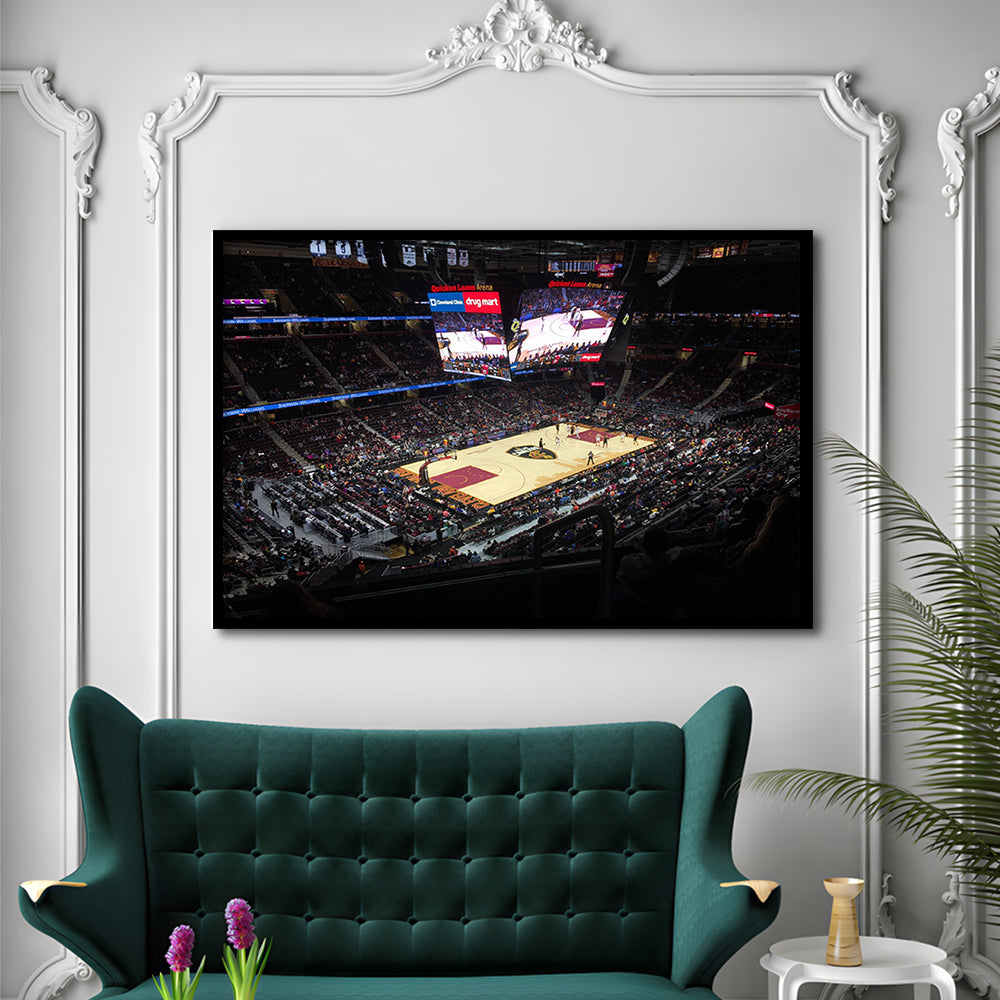 Rocket Mortgage Fieldhouse, Stadium Canvas, Sport Art, Gift for him, Framed Art Print Wall Decor, Picture Framed