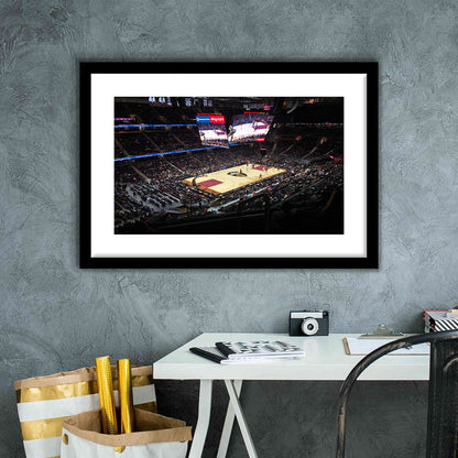 Rocket Mortgage Fieldhouse, Stadium Canvas, Sport Art, Gift for him, White Border Framed Art Print Wall Decor