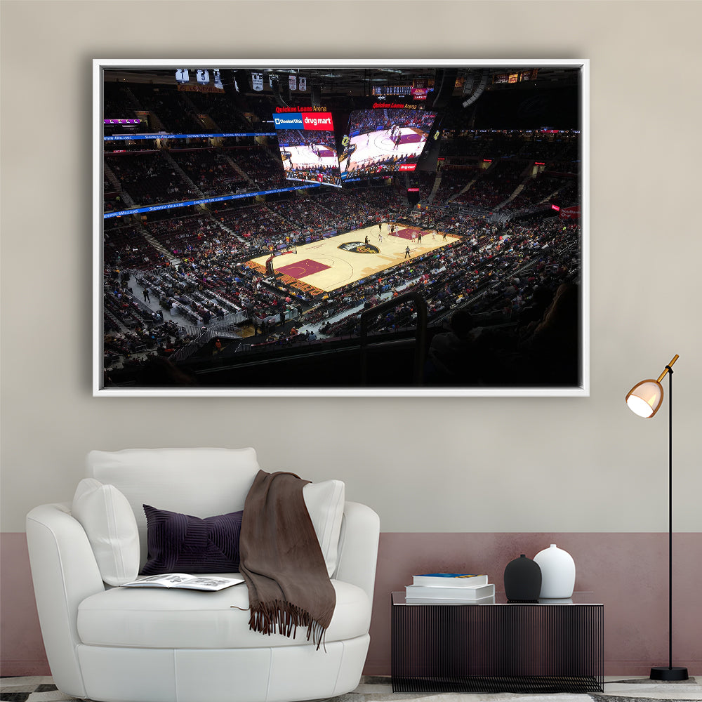 Rocket Mortgage Fieldhouse, Stadium Canvas, Sport Art, Framed Canvas Print Wall Art, Floating Frame