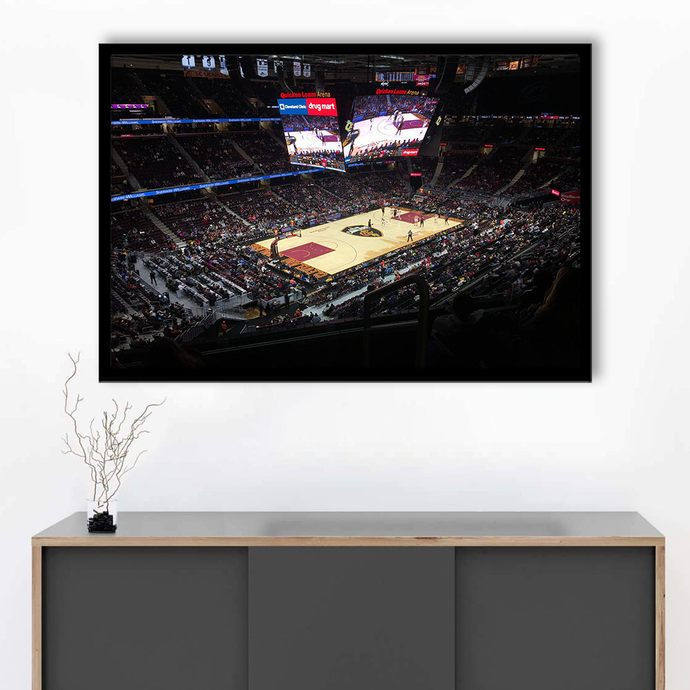 Rocket Mortgage Fieldhouse, Stadium Canvas, Sport Art, Gift for him, Framed Art Print Wall Decor, Picture Framed