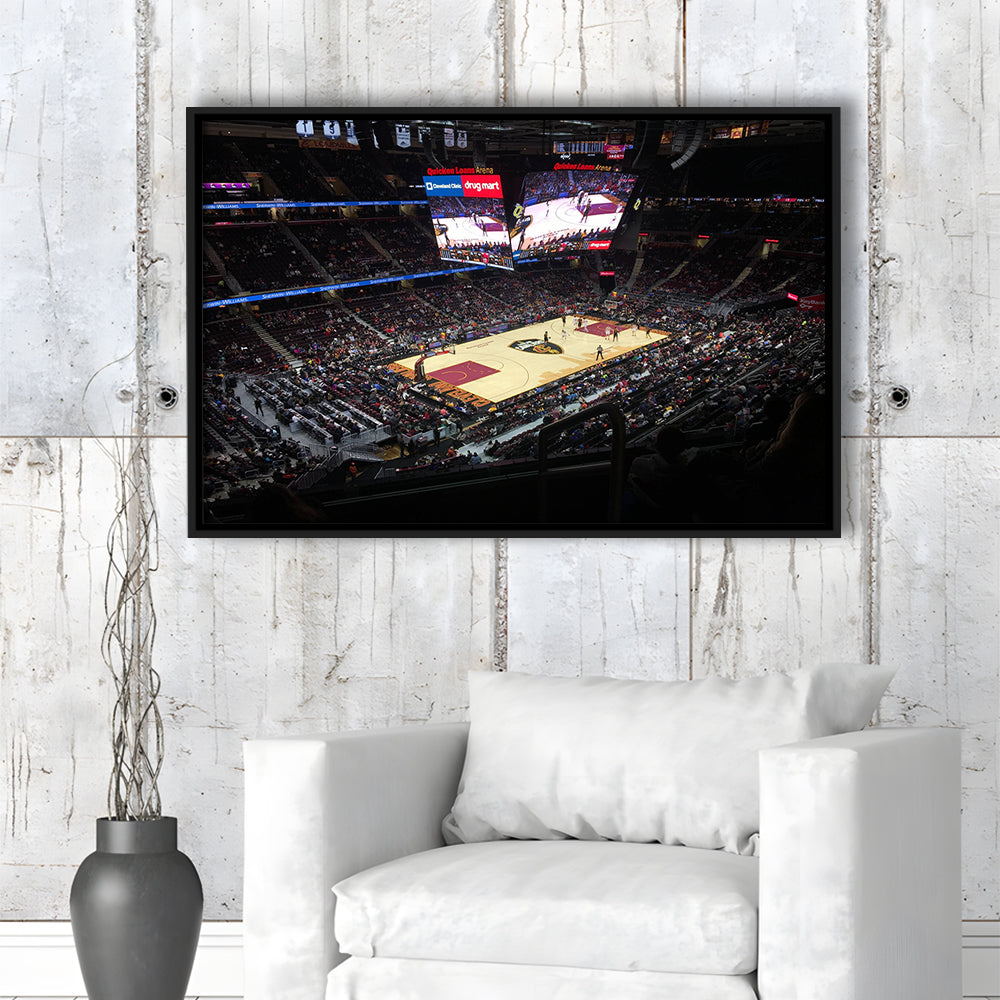 Rocket Mortgage Fieldhouse, Stadium Canvas, Sport Art, Framed Canvas Print Wall Art, Floating Frame