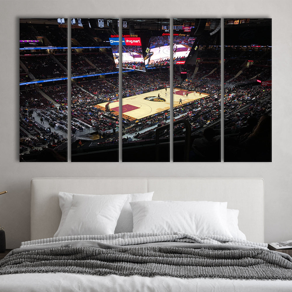 Rocket Mortgage Fieldhouse, Stadium Canvas, Sport Art, 5 Panel B, Extra Large Canvas, Canvas Print Wall Art