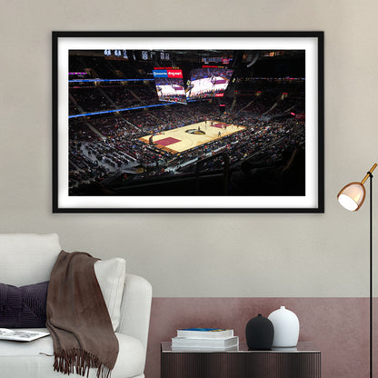 Rocket Mortgage Fieldhouse, Stadium Canvas, Sport Art, Gift for him, White Border Framed Art Print Wall Decor