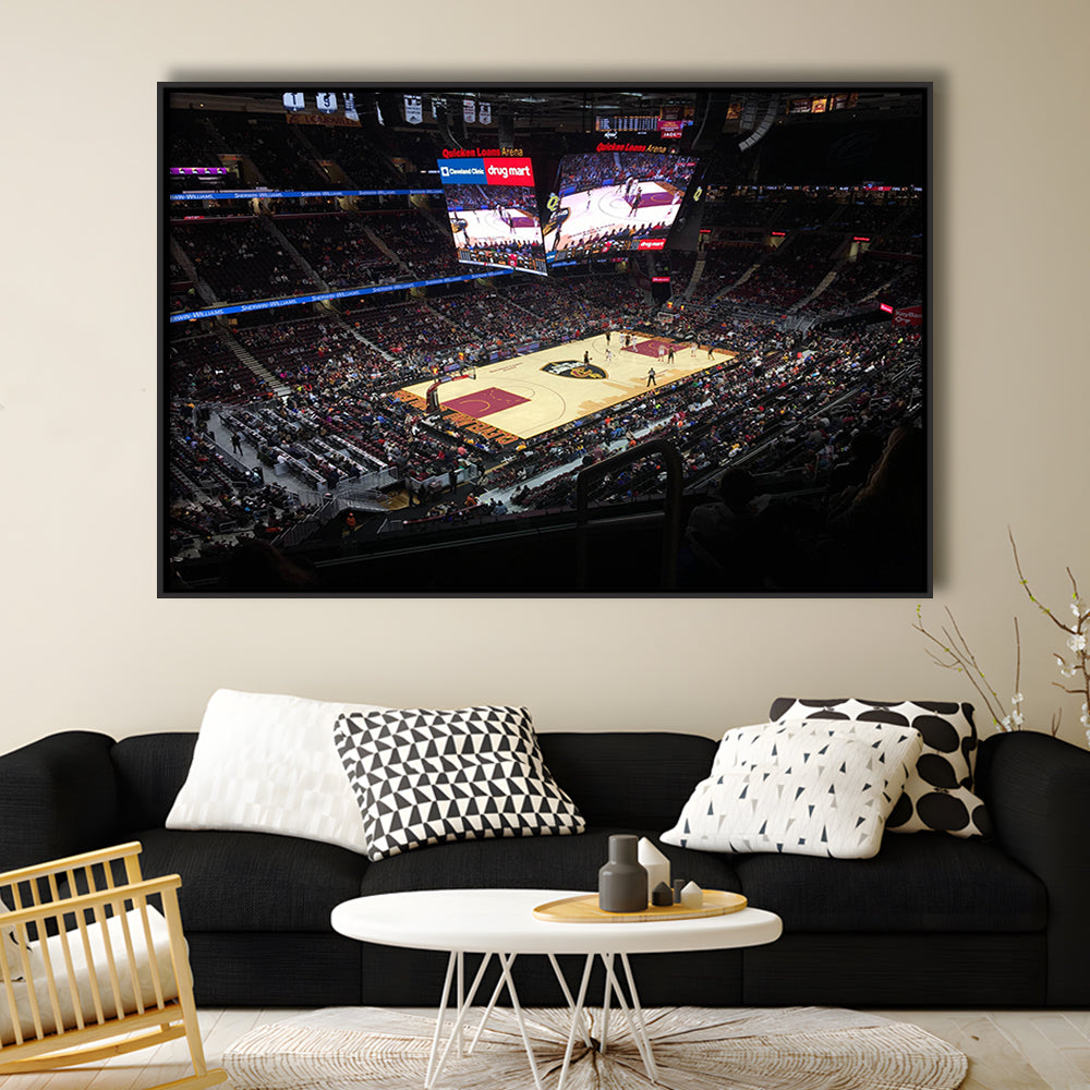 Rocket Mortgage Fieldhouse, Stadium Canvas, Sport Art, Framed Canvas Print Wall Art, Floating Frame