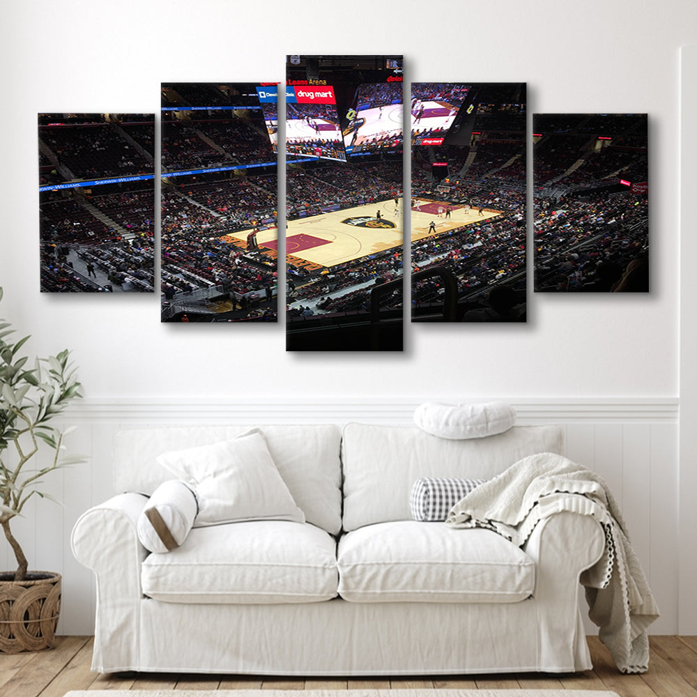 Rocket Mortgage Fieldhouse, Stadium Canvas, Sport Art, Gift for him, 5 Panel, Large Canvas, Canvas Print Wall Art