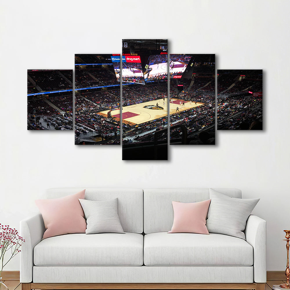 Rocket Mortgage Fieldhouse, Stadium Canvas, Sport Art, Gift for him, 5 Panel, Large Canvas, Canvas Print Wall Art