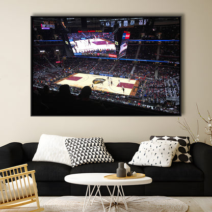 Rockets Mortgage Cavalier, Stadium Canvas, Sport Art, Framed Canvas Print Wall Art, Floating Frame