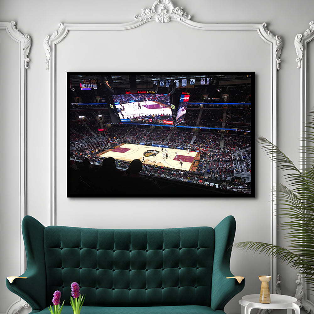 Rockets Mortgage Cavalier, Stadium Canvas, Sport Art, Gift for him, Framed Art Print Wall Decor, Picture Framed