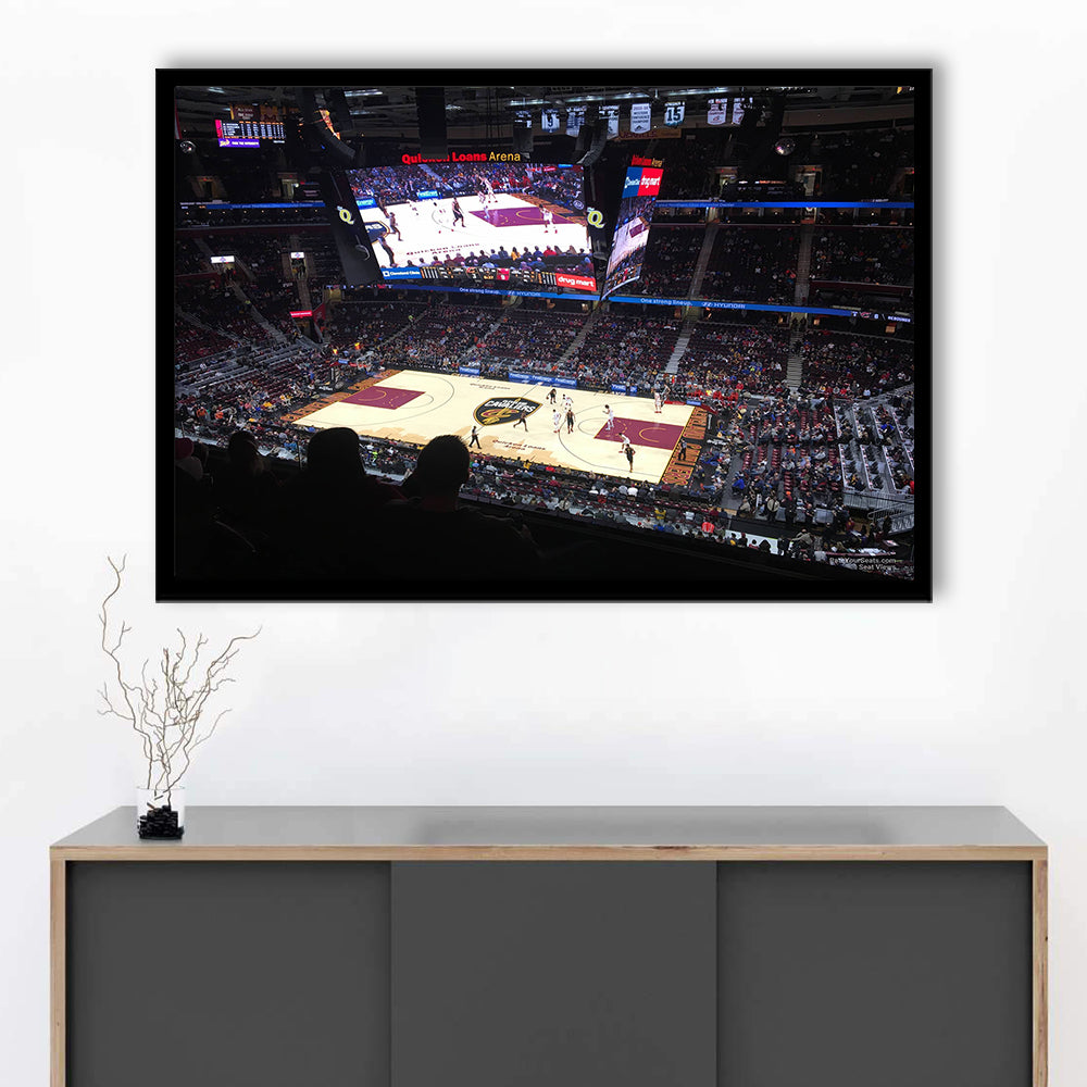Rockets Mortgage Cavalier, Stadium Canvas, Sport Art, Gift for him, Framed Art Print Wall Decor, Picture Framed