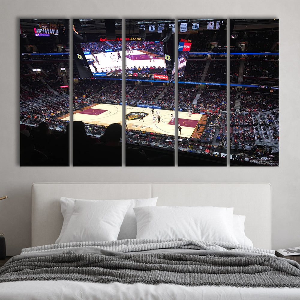 Rockets Mortgage Cavalier, Stadium Canvas, Sport Art, 5 Panel B, Extra Large Canvas, Canvas Print Wall Art