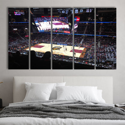 Rockets Mortgage Cavalier, Stadium Canvas, Sport Art, 5 Panel B, Extra Large Canvas, Canvas Print Wall Art