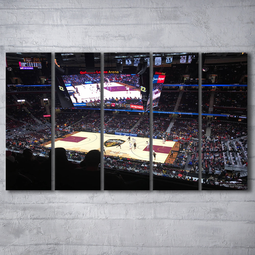 Rockets Mortgage Cavalier, Stadium Canvas, Sport Art, 5 Panel B, Extra Large Canvas, Canvas Print Wall Art