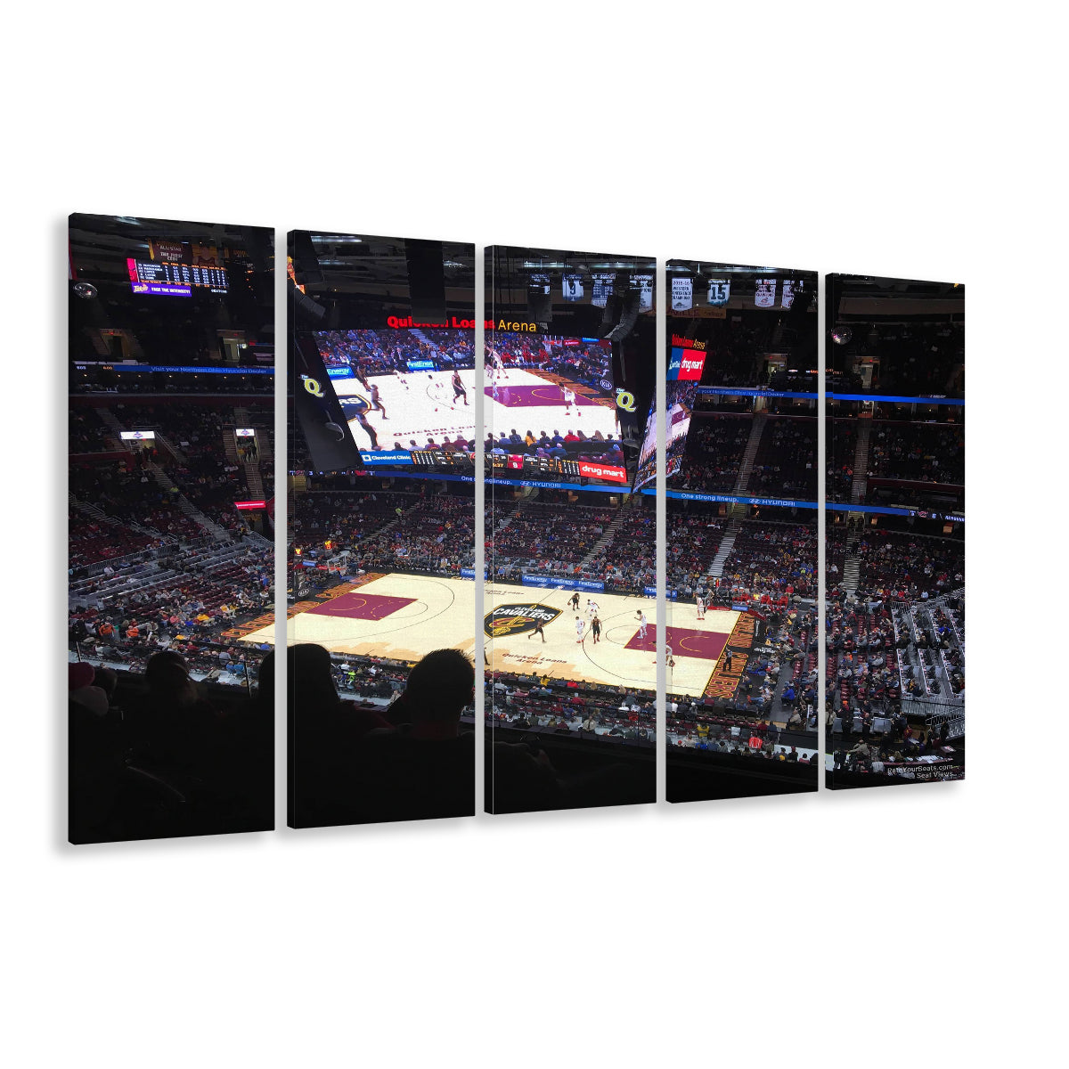 Rockets Mortgage Cavalier, Stadium Canvas, Sport Art, 5 Panel B, Extra Large Canvas, Canvas Print Wall Art