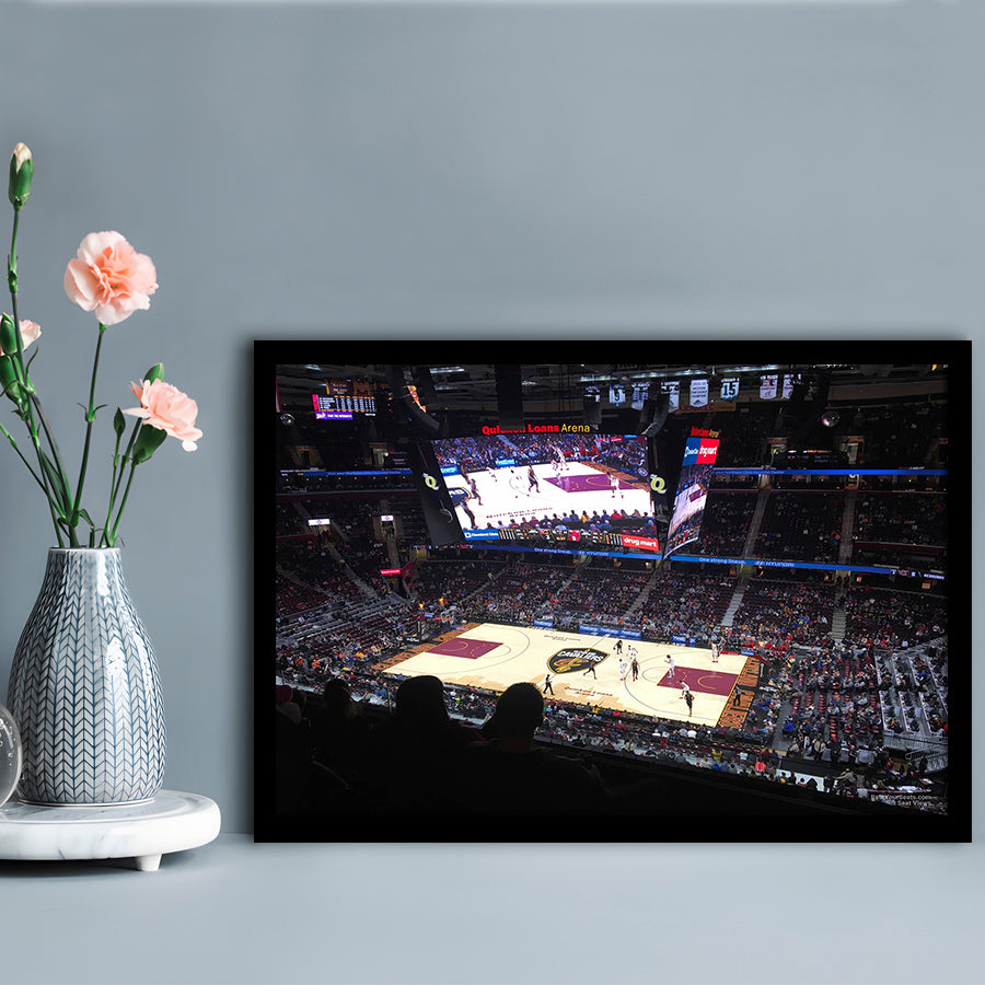 Rockets Mortgage Cavalier, Stadium Canvas, Sport Art, Gift for him, Framed Art Print Wall Decor, Picture Framed