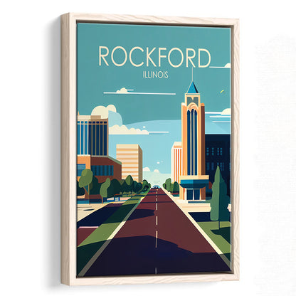 Rockford Illinois Retro Art Print, Rockford City Wall Art, Floating Framed Canvas Print, Framed Picture, Painting Canvas