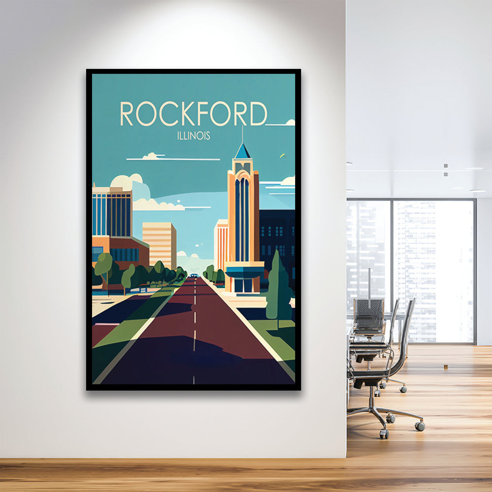 Rockford Illinois Retro Art Print, Rockford City Wall Art, Framed Art Print, Picture Framed, Painting Art