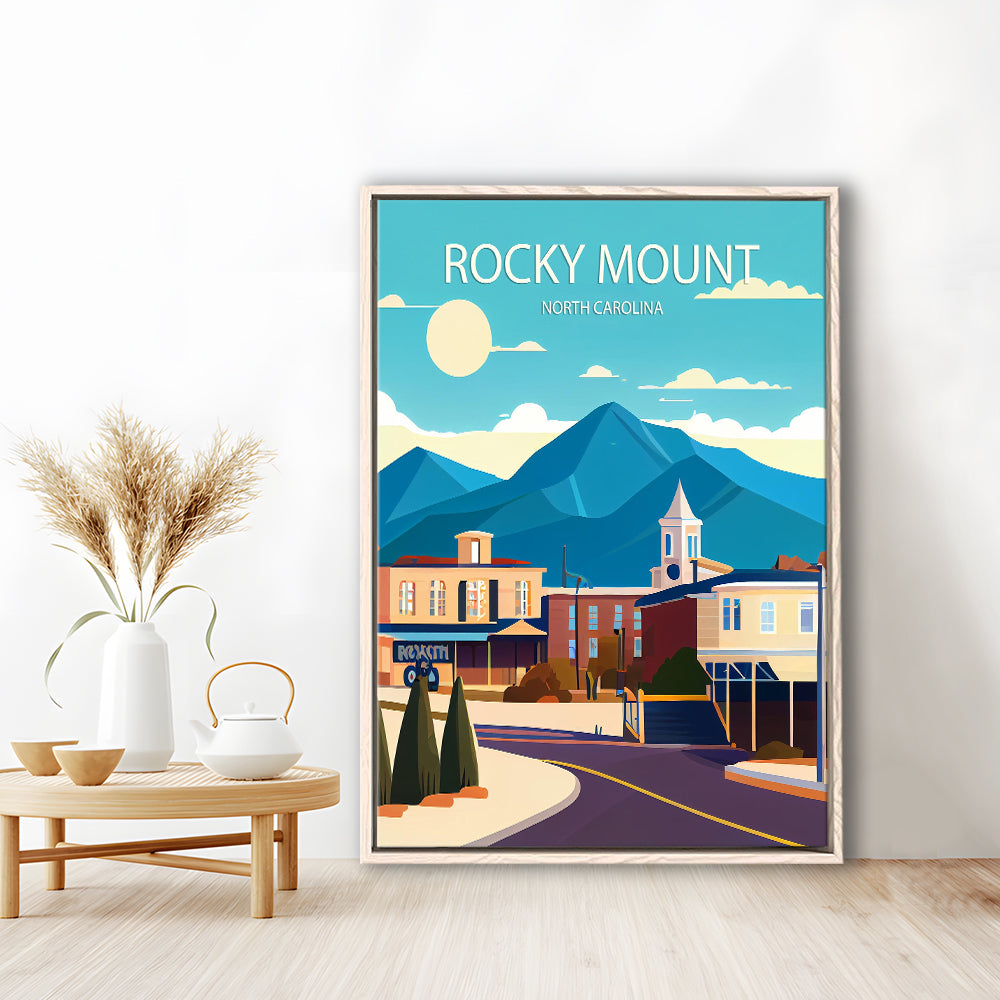 Rocky Mount North Carolina Art Print, Rocky Mount Art, Floating Framed Canvas Print, Framed Picture, Painting Canvas