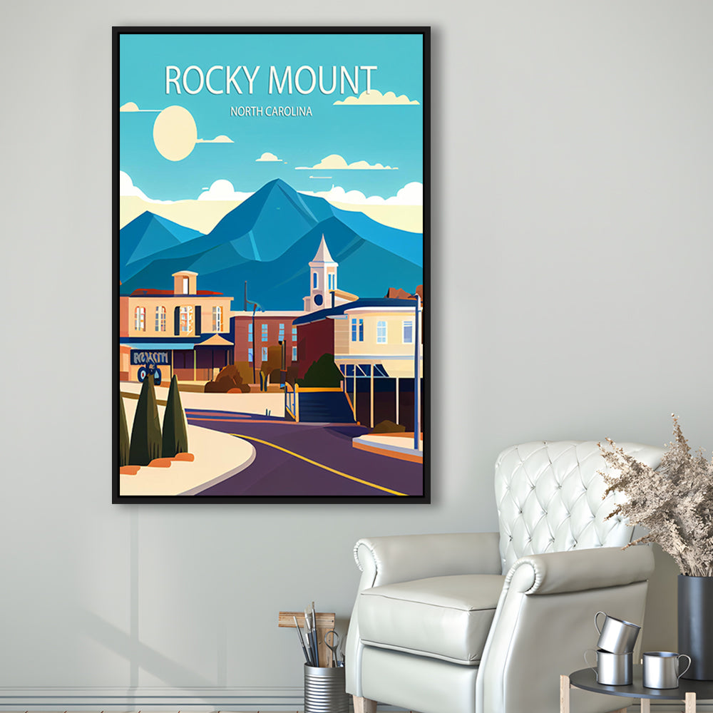 Rocky Mount North Carolina Art Print, Rocky Mount Art, Floating Framed Canvas Print, Framed Picture, Painting Canvas