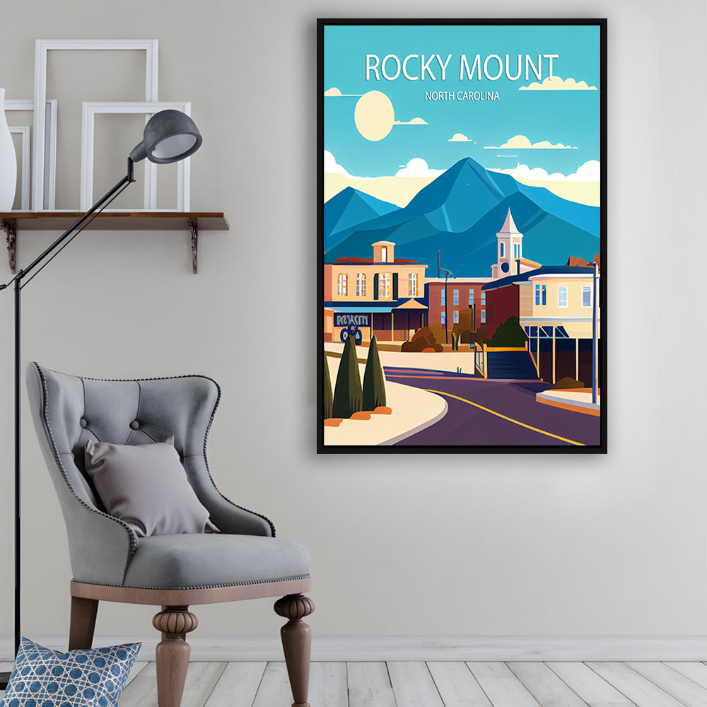 Rocky Mount North Carolina Art Print, Rocky Mount Art, Floating Framed Canvas Print, Framed Picture, Painting Canvas