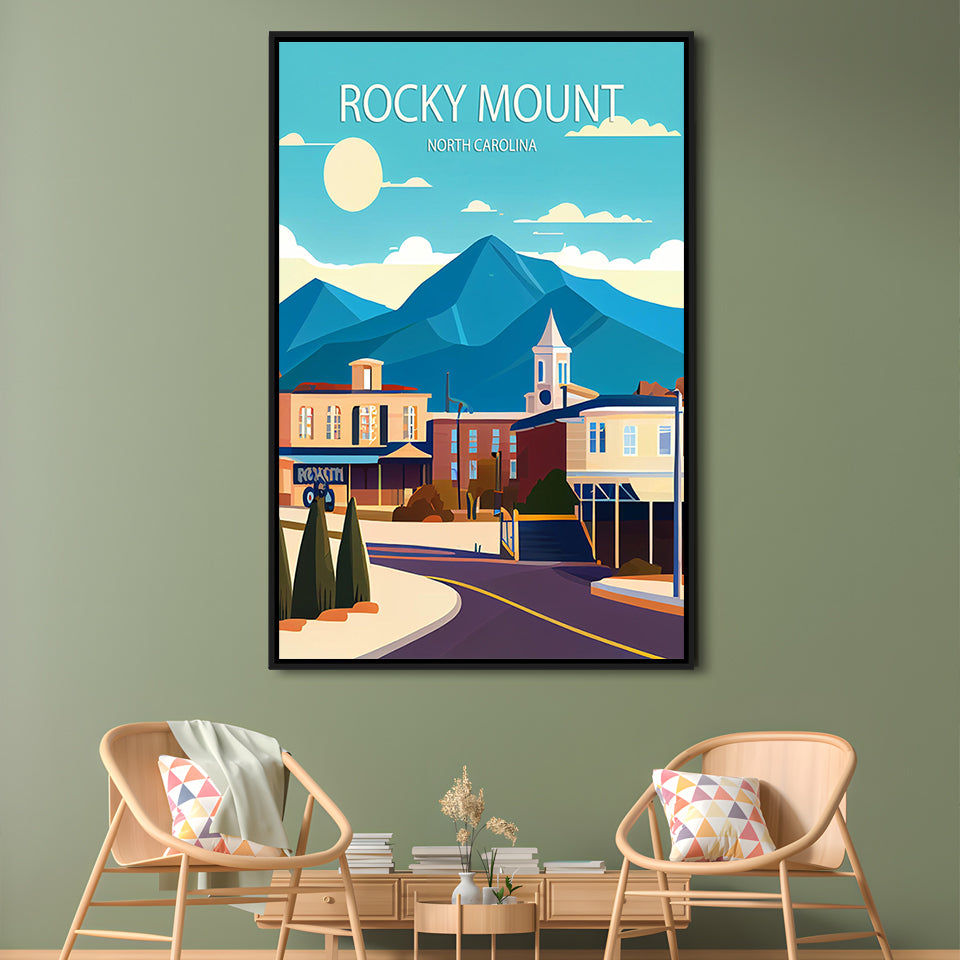 Rocky Mount North Carolina Art Print, Rocky Mount Art, Floating Framed Canvas Print, Framed Picture, Painting Canvas