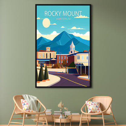 Rocky Mount North Carolina Art Print, Rocky Mount Art, Floating Framed Canvas Print, Framed Picture, Painting Canvas