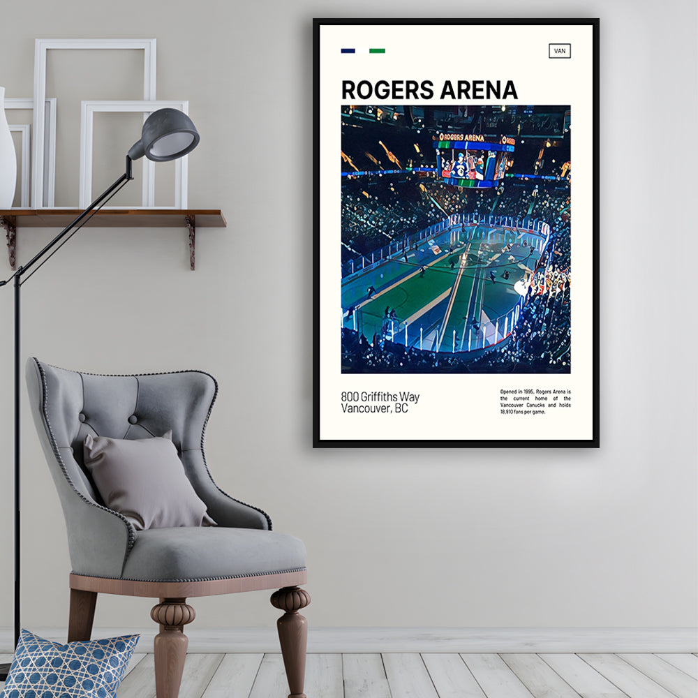 Rogers Arena Print, Vancouver Canucks Stadium Canvas Art, Man Cave Gift, Floating Framed Canvas Print Wall Art