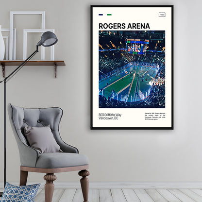 Rogers Arena Print, Vancouver Canucks Stadium Canvas Art, Man Cave Gift, Floating Framed Canvas Print Wall Art