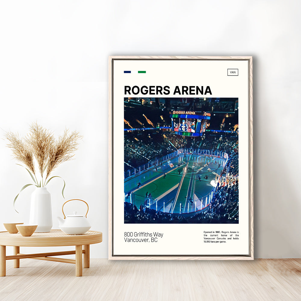 Rogers Arena Print, Vancouver Canucks Stadium Canvas Art, Man Cave Gift, Floating Framed Canvas Print Wall Art