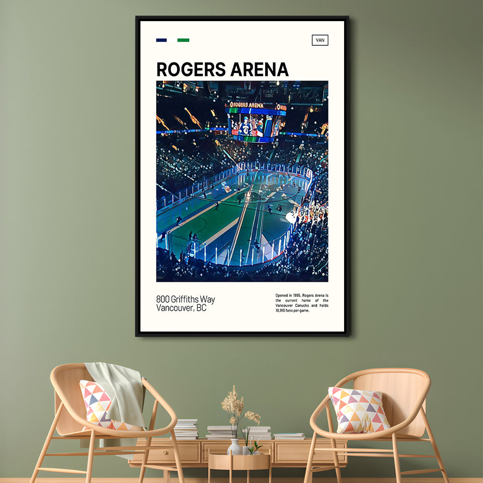 Rogers Arena Print, Vancouver Canucks Stadium Canvas Art, Man Cave Gift, Floating Framed Canvas Print Wall Art