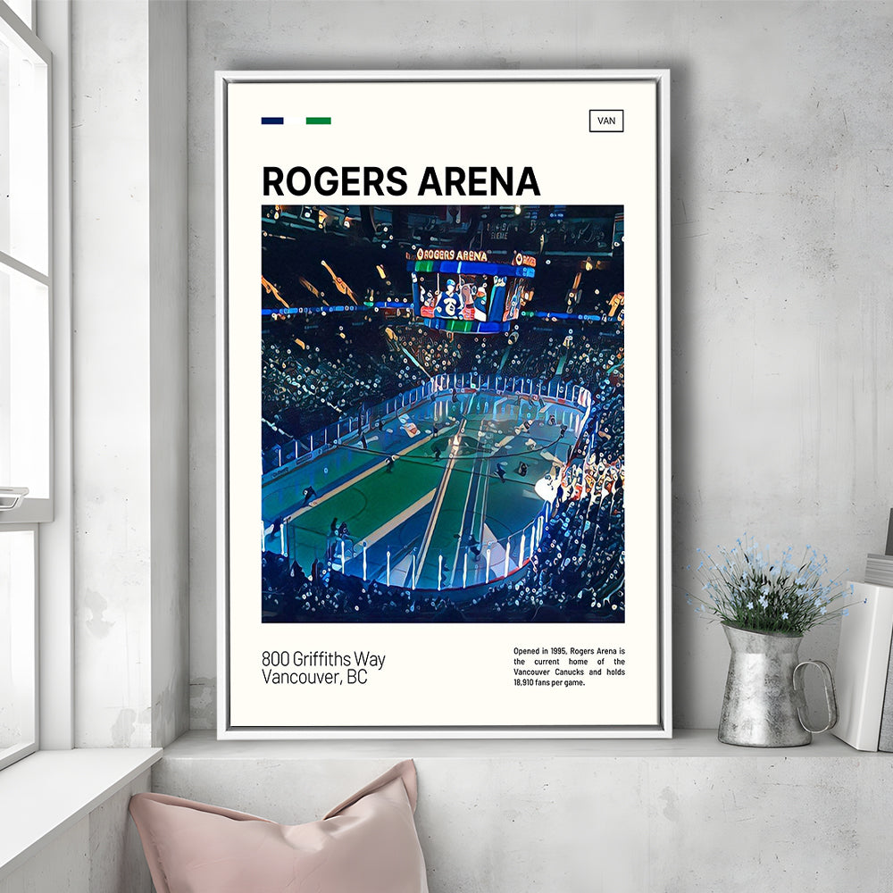 Rogers Arena Print, Vancouver Canucks Stadium Canvas Art, Man Cave Gift, Floating Framed Canvas Print Wall Art