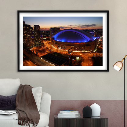 Rogers Center, Stadium Canvas, Sport Art, Gift for him, White Border Framed Art Print Wall Decor