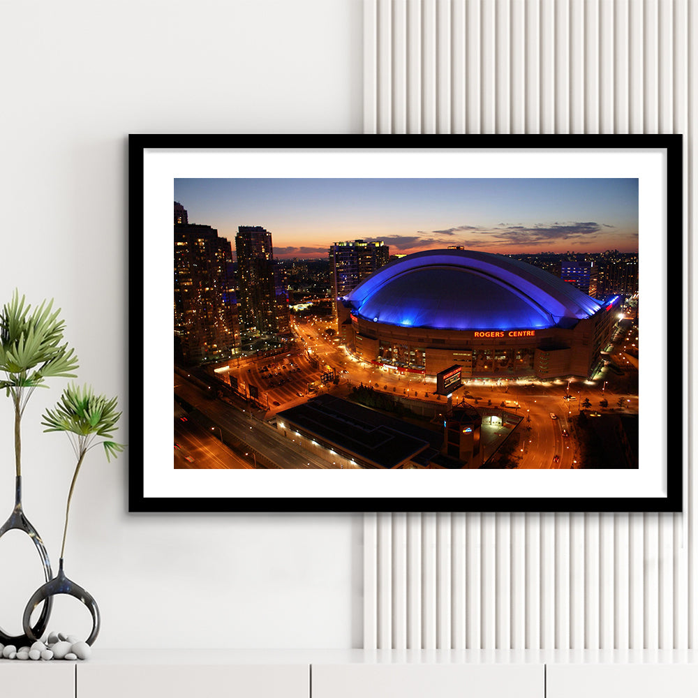Rogers Center, Stadium Canvas, Sport Art, Gift for him, White Border Framed Art Print Wall Decor