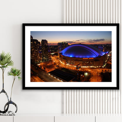 Rogers Center, Stadium Canvas, Sport Art, Gift for him, White Border Framed Art Print Wall Decor