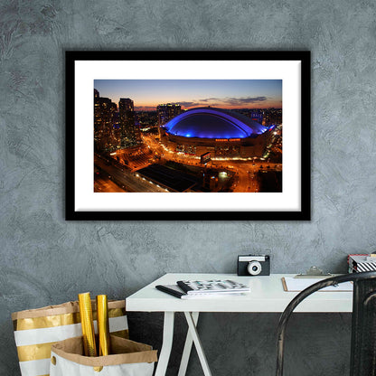 Rogers Center, Stadium Canvas, Sport Art, Gift for him, White Border Framed Art Print Wall Decor