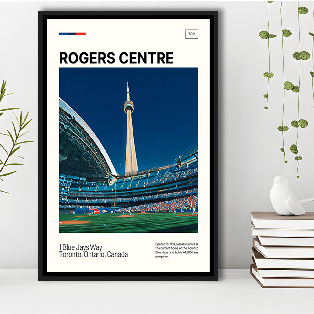 Rogers Centre Print, Toronto Blue Jays Stadium Canvas Art, Man Cave Gift, Floating Framed Canvas Print Wall Art