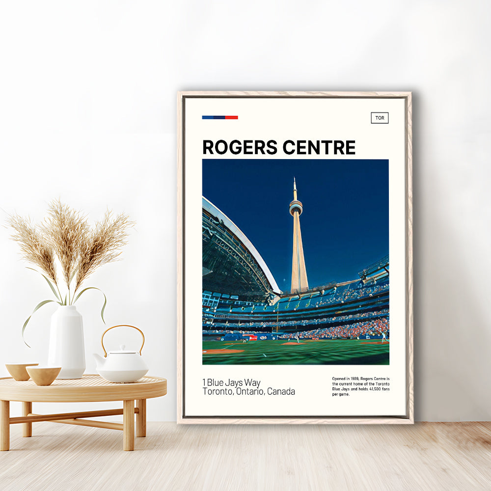 Rogers Centre Print, Toronto Blue Jays Stadium Canvas Art, Man Cave Gift, Floating Framed Canvas Print Wall Art