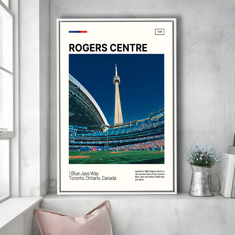 Rogers Centre Print, Toronto Blue Jays Stadium Canvas Art, Man Cave Gift, Floating Framed Canvas Print Wall Art