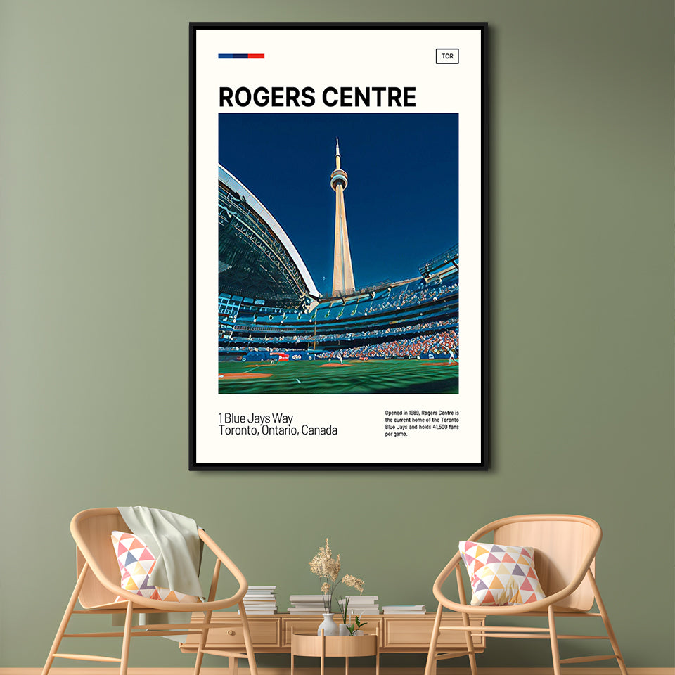 Rogers Centre Print, Toronto Blue Jays Stadium Canvas Art, Man Cave Gift, Floating Framed Canvas Print Wall Art