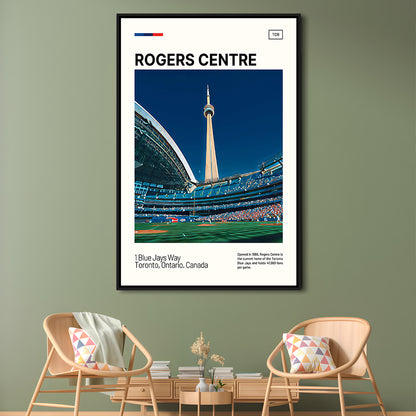 Rogers Centre Print, Toronto Blue Jays Stadium Canvas Art, Man Cave Gift, Floating Framed Canvas Print Wall Art