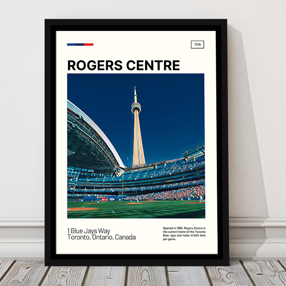 Rogers Centre Print, Toronto Blue Jays Stadium Canvas Art, Man Cave Gift, Floating Framed Canvas Print Wall Art