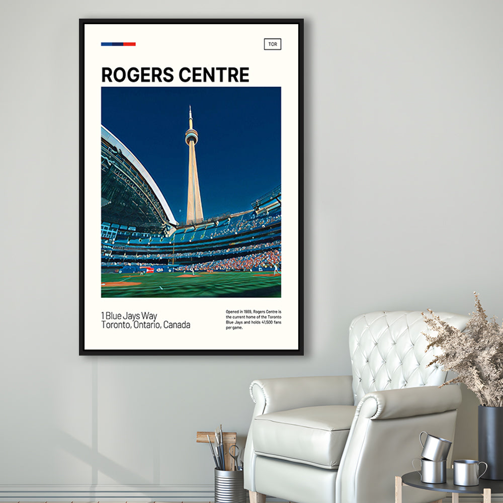 Rogers Centre Print, Toronto Blue Jays Stadium Canvas Art, Man Cave Gift, Floating Framed Canvas Print Wall Art