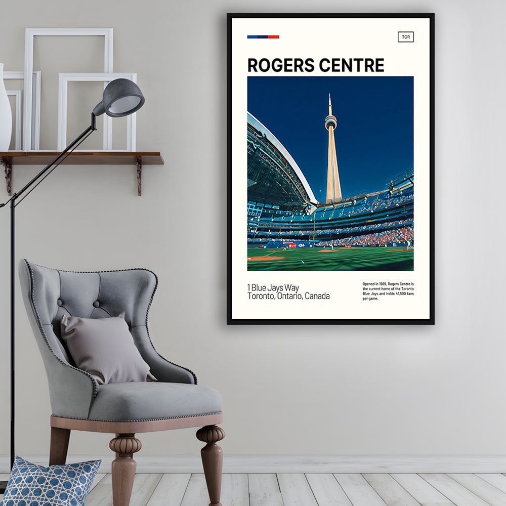 Rogers Centre Print, Toronto Blue Jays Stadium Canvas Art, Man Cave Gift, Floating Framed Canvas Print Wall Art