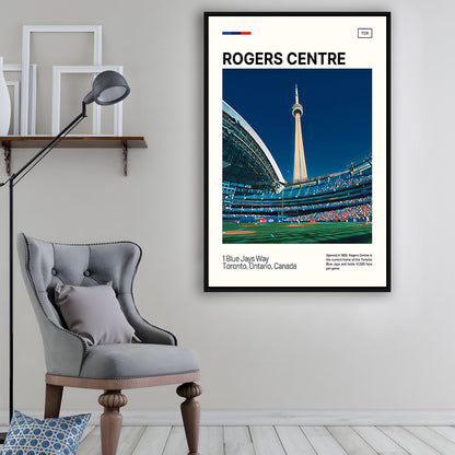 Rogers Centre Print, Toronto Blue Jays Stadium Canvas Art, Man Cave Gift, Floating Framed Canvas Print Wall Art