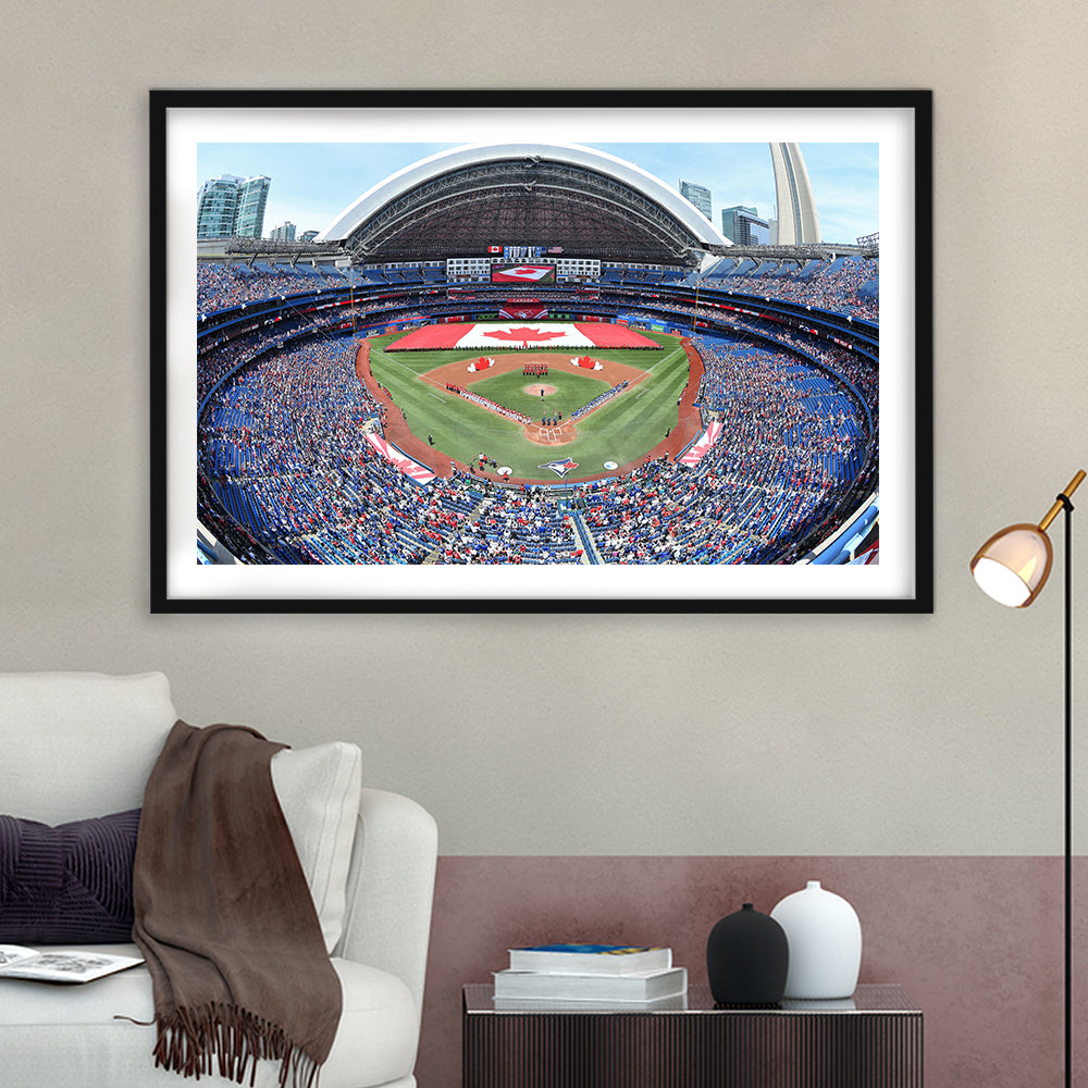 Rogers Centre Stadium in Toronto, Stadium Canvas, Sport Art, Gift for him, White Border Framed Art Print Wall Decor